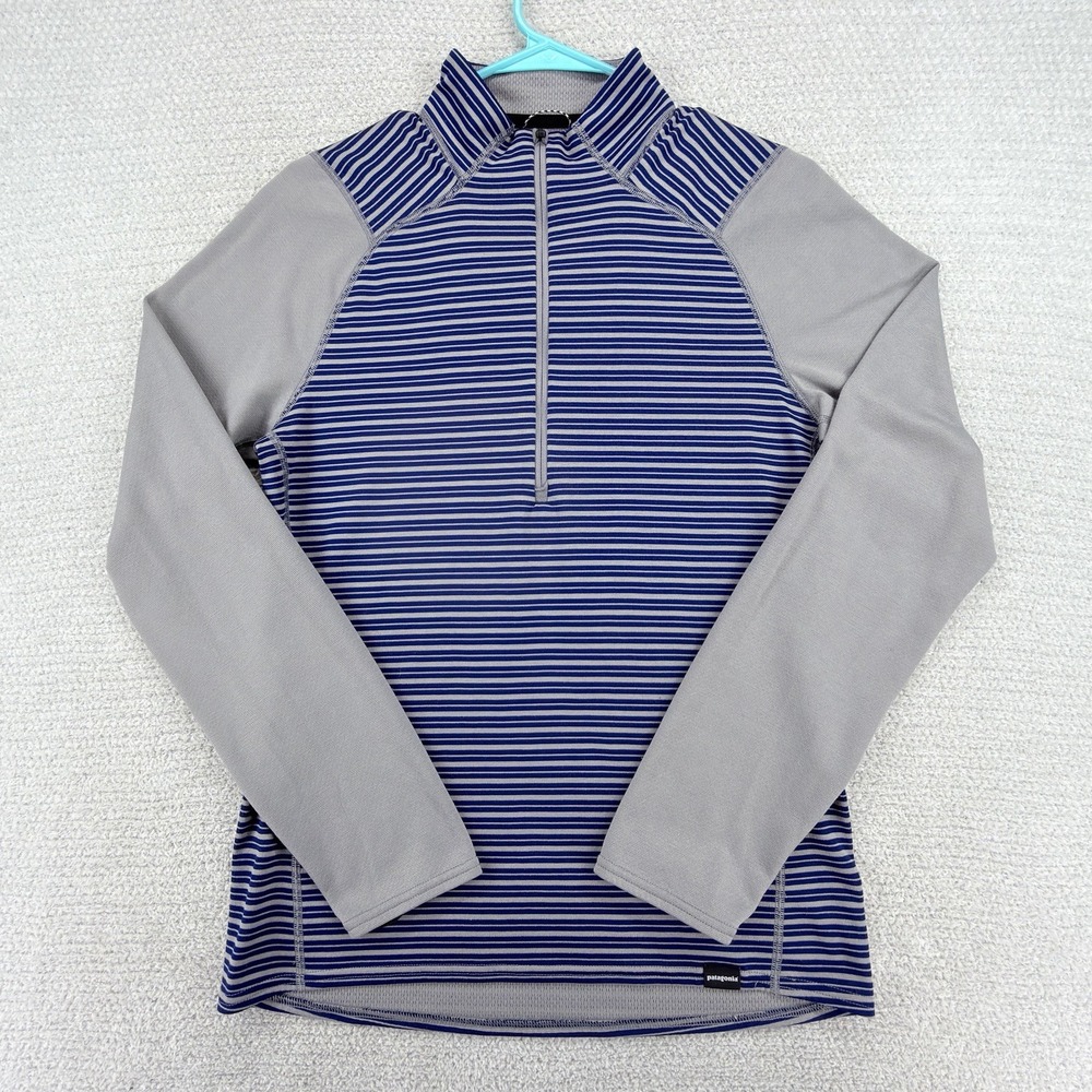 Patagonia Capilene 3 Polartec Mens S Blue Stripe 1/4 Zip Midweight Baselayer